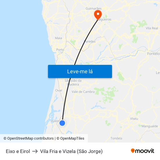 Eixo e Eirol to Vila Fria e Vizela (São Jorge) map