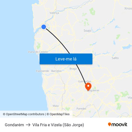 Gondarém to Vila Fria e Vizela (São Jorge) map