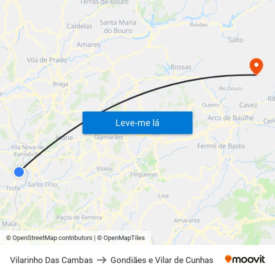 Vilarinho Das Cambas to Gondiães e Vilar de Cunhas map