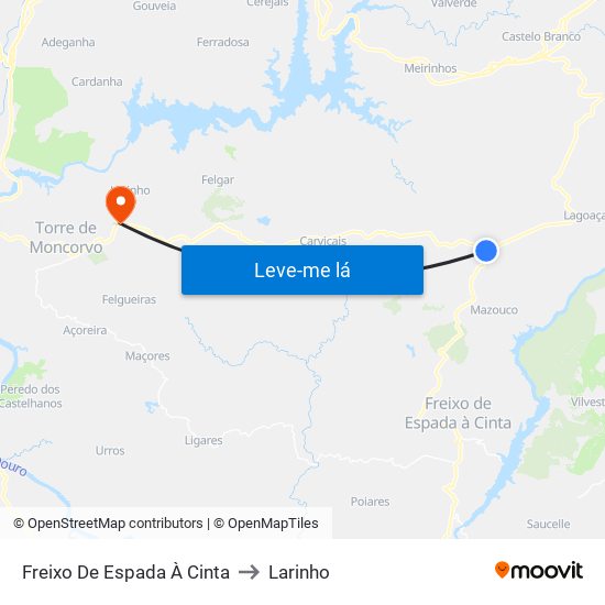 Freixo De Espada À Cinta to Larinho map