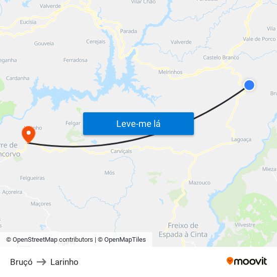 Bruçó to Larinho map