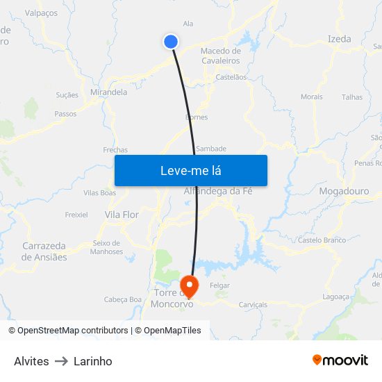 Alvites to Larinho map