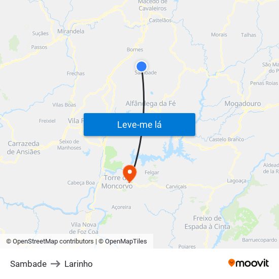 Sambade to Larinho map