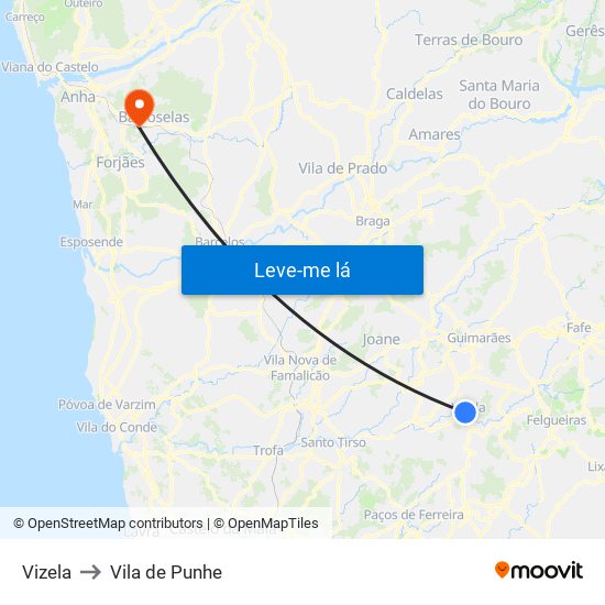 Vizela to Vila de Punhe map