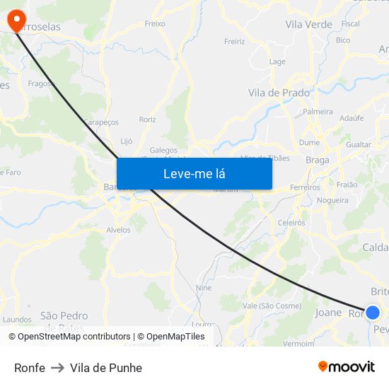 Ronfe to Vila de Punhe map