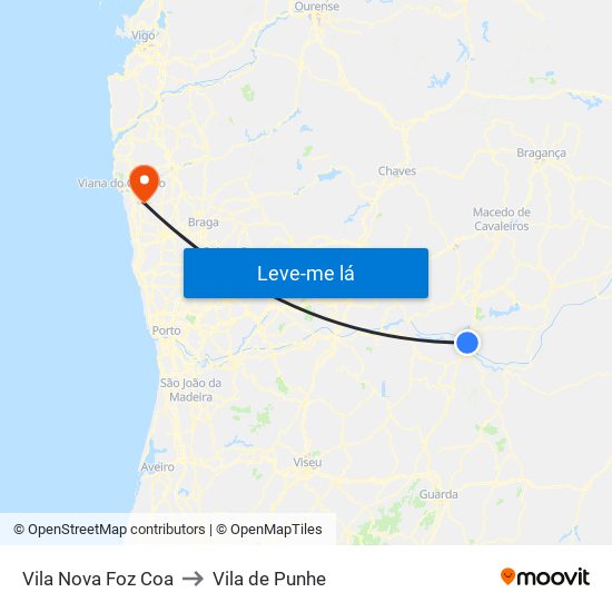 Vila Nova Foz Coa to Vila de Punhe map