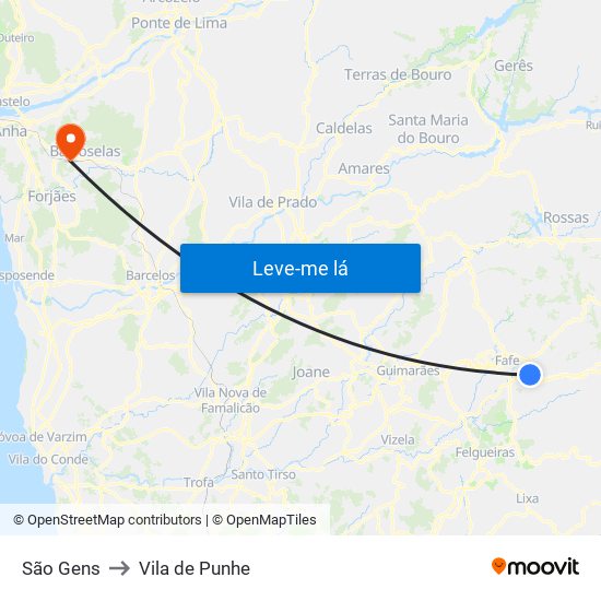 São Gens to Vila de Punhe map