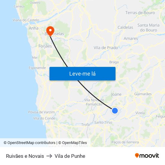 Ruivães e Novais to Vila de Punhe map
