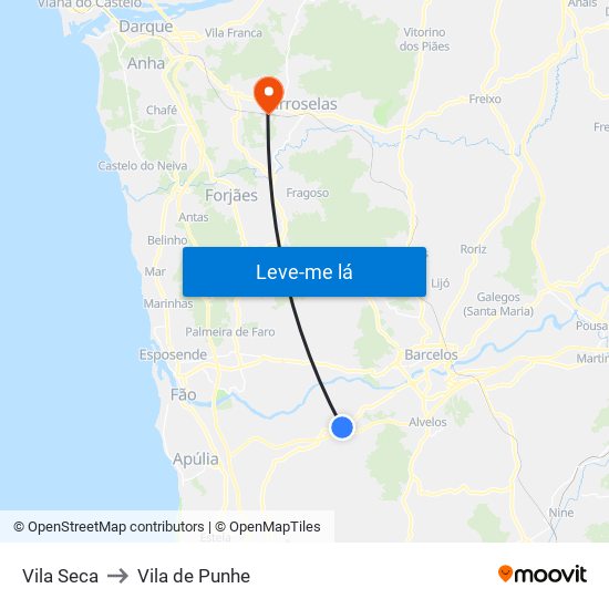 Vila Seca to Vila de Punhe map