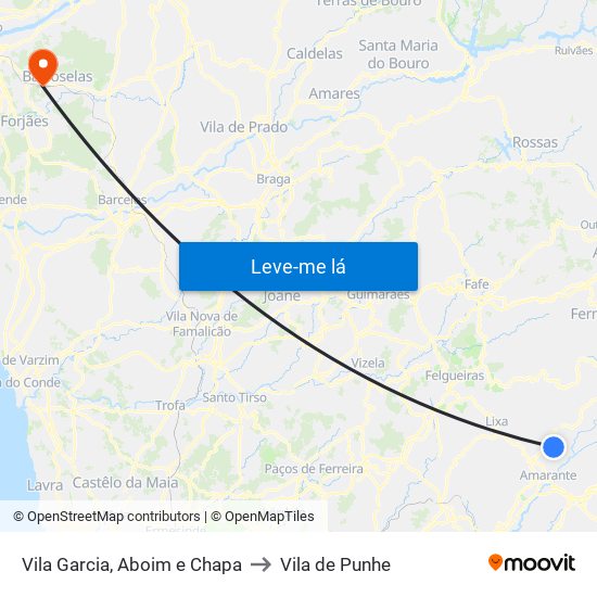 Vila Garcia, Aboim e Chapa to Vila de Punhe map