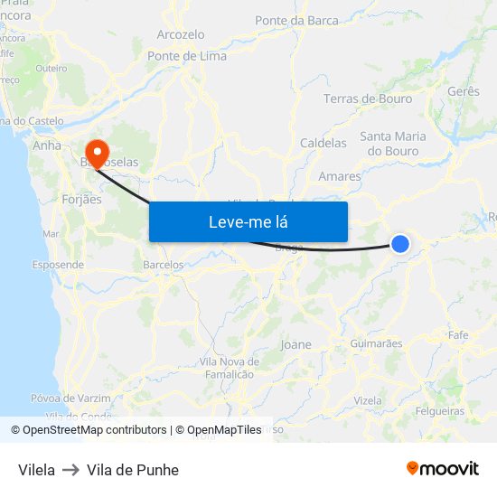 Vilela to Vila de Punhe map