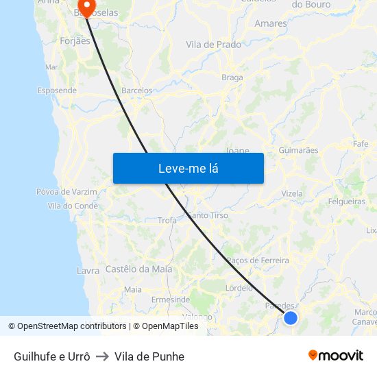 Guilhufe e Urrô to Vila de Punhe map