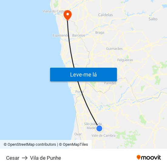 Cesar to Vila de Punhe map