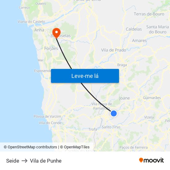 Seide to Vila de Punhe map