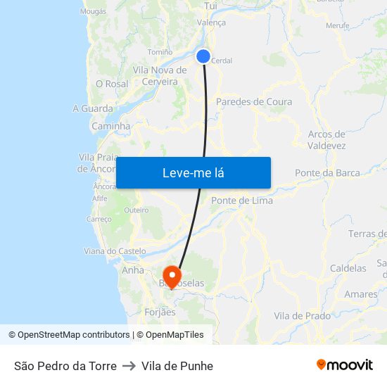 São Pedro da Torre to Vila de Punhe map