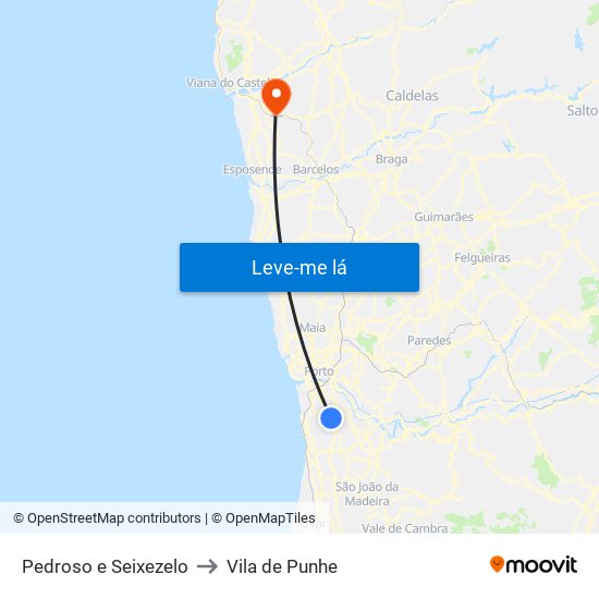 Pedroso e Seixezelo to Vila de Punhe map