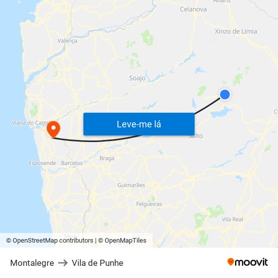 Montalegre to Vila de Punhe map