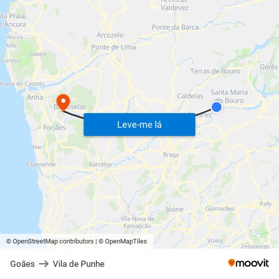 Goães to Vila de Punhe map