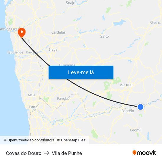Covas do Douro to Vila de Punhe map