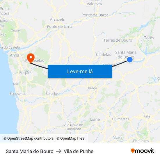 Santa Maria do Bouro to Vila de Punhe map