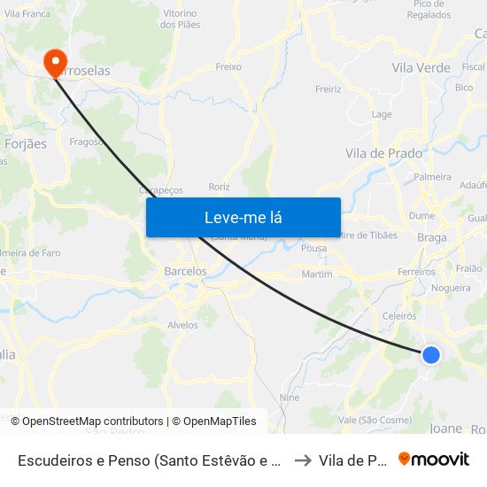 Escudeiros e Penso (Santo Estêvão e São Vicente) to Vila de Punhe map