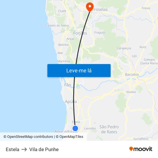 Estela to Vila de Punhe map