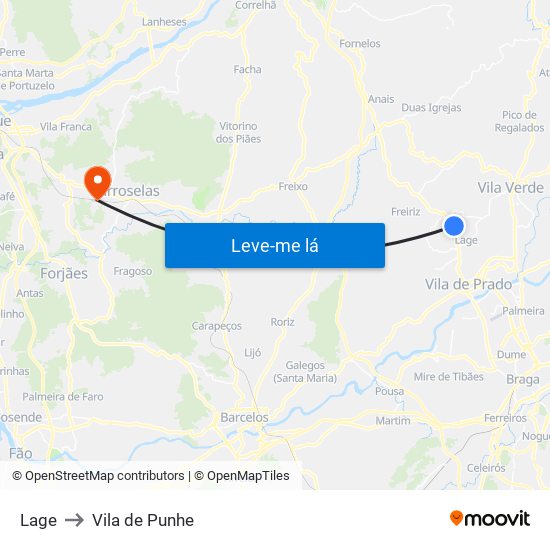 Lage to Vila de Punhe map