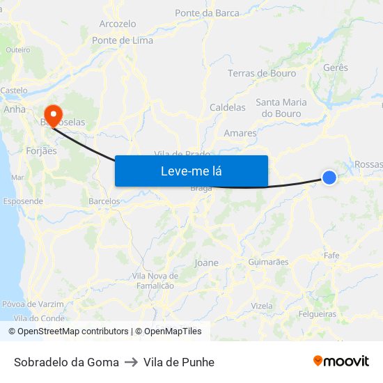 Sobradelo da Goma to Vila de Punhe map