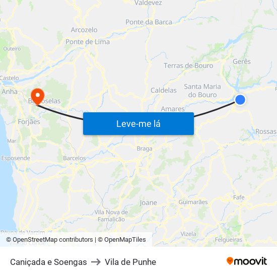 Caniçada e Soengas to Vila de Punhe map