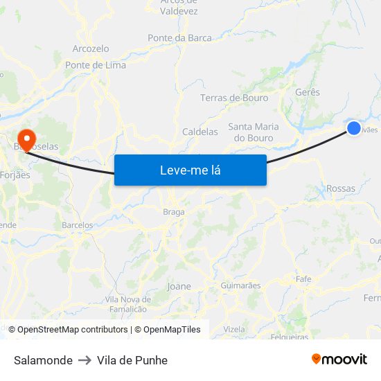 Salamonde to Vila de Punhe map