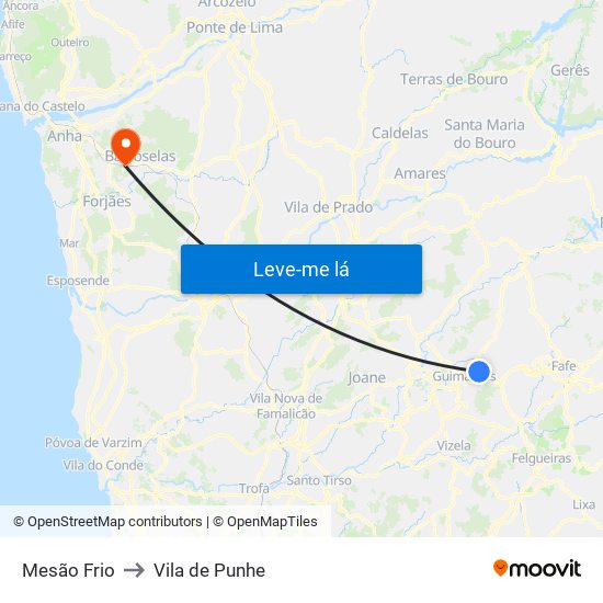 Mesão Frio to Vila de Punhe map