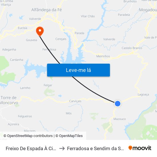 Freixo De Espada À Cinta to Ferradosa e Sendim da Serra map