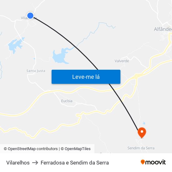 Vilarelhos to Ferradosa e Sendim da Serra map