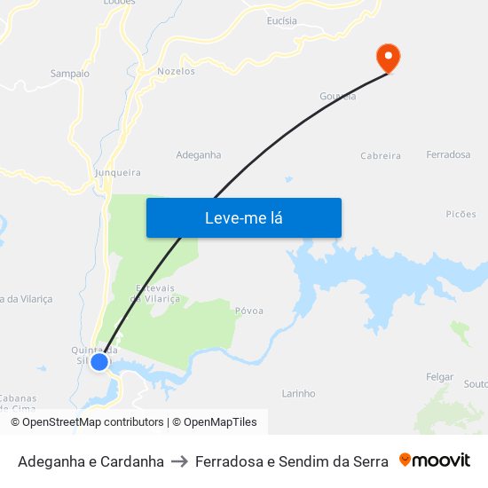 Adeganha e Cardanha to Ferradosa e Sendim da Serra map