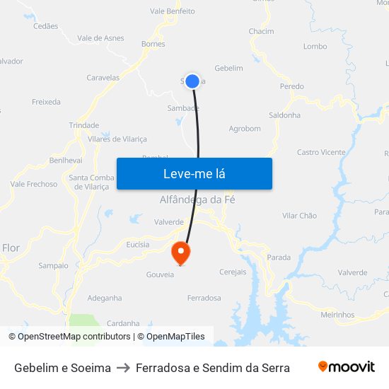 Gebelim e Soeima to Ferradosa e Sendim da Serra map