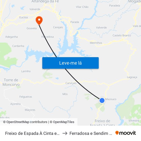 Freixo de Espada À Cinta e Mazouco to Ferradosa e Sendim da Serra map