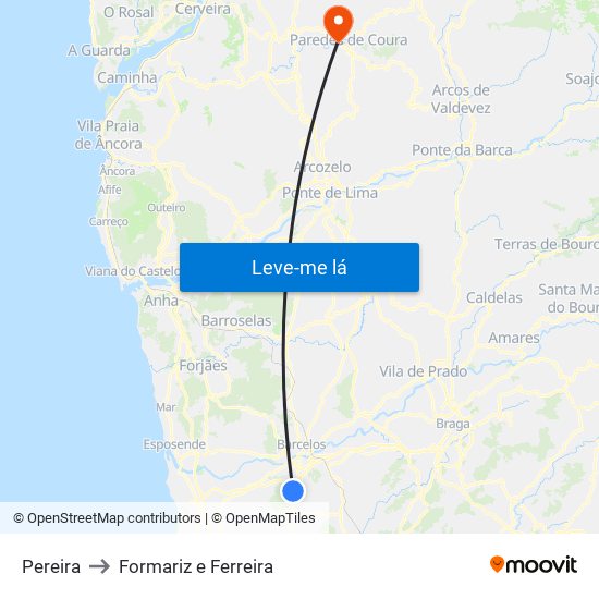 Pereira to Formariz e Ferreira map