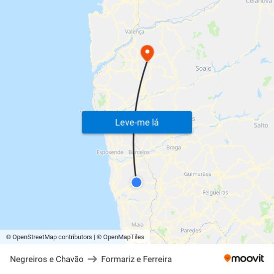 Negreiros e Chavão to Formariz e Ferreira map