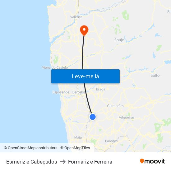 Esmeriz e Cabeçudos to Formariz e Ferreira map