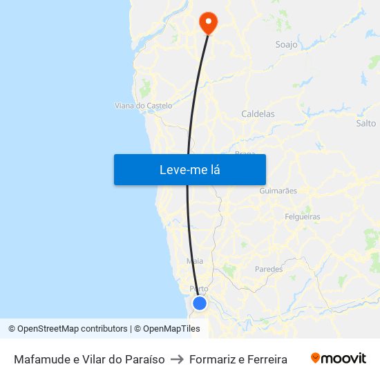 Mafamude e Vilar do Paraíso to Formariz e Ferreira map