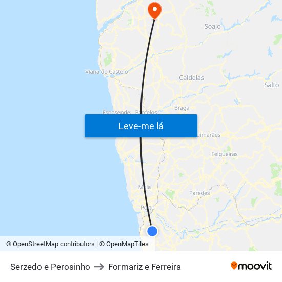 Serzedo e Perosinho to Formariz e Ferreira map