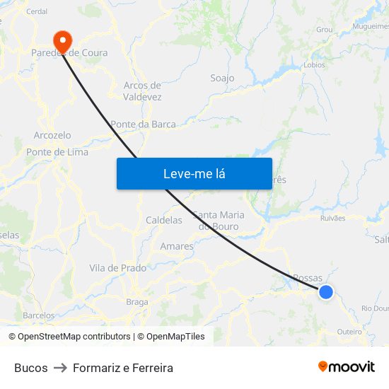 Bucos to Formariz e Ferreira map