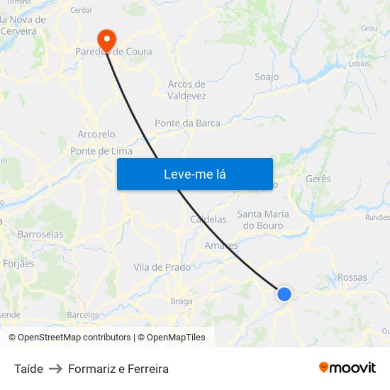 Taíde to Formariz e Ferreira map