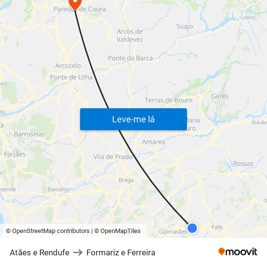 Atães e Rendufe to Formariz e Ferreira map