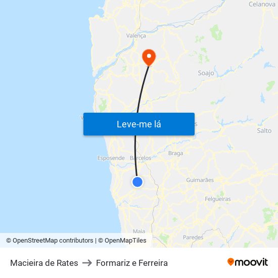 Macieira de Rates to Formariz e Ferreira map