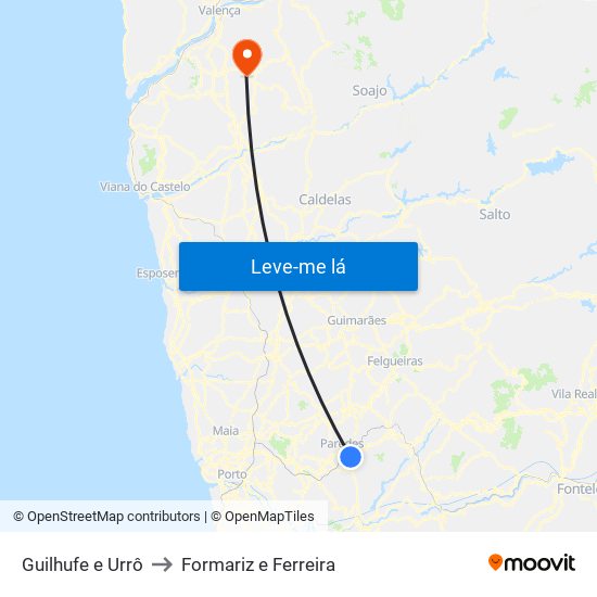 Guilhufe e Urrô to Formariz e Ferreira map