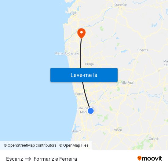 Escariz to Formariz e Ferreira map