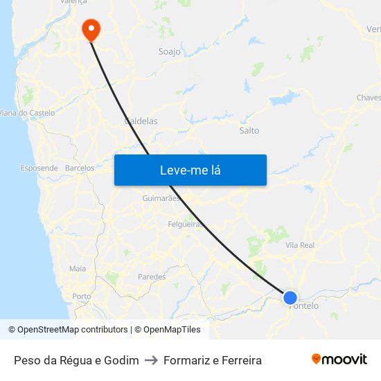 Peso da Régua e Godim to Formariz e Ferreira map