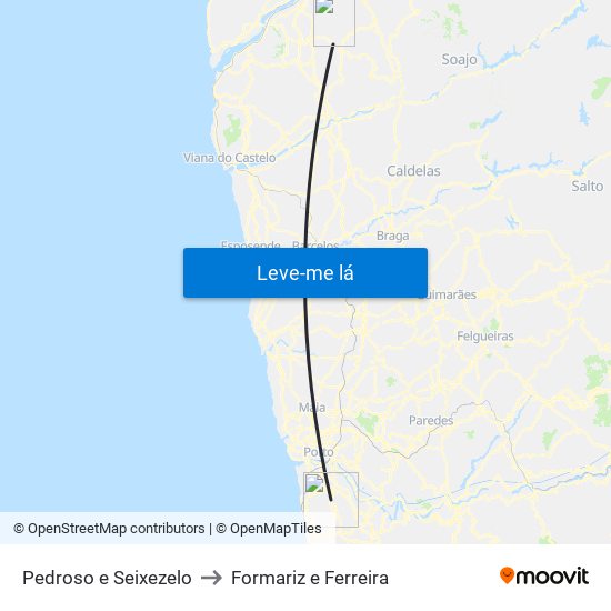 Pedroso e Seixezelo to Formariz e Ferreira map