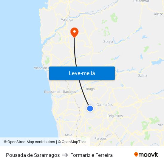 Pousada de Saramagos to Formariz e Ferreira map